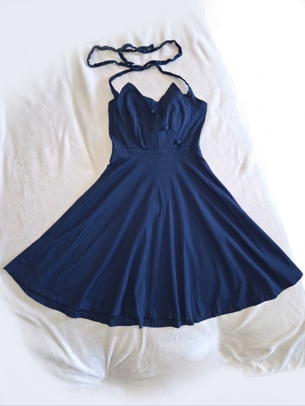 Lindy Bop UK "Myrtle" Navy Blue Halter Swing Dress.